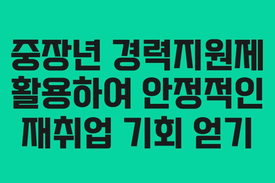 중장년 경력지원제 활용하여 안정적인 재취업 기회 얻기