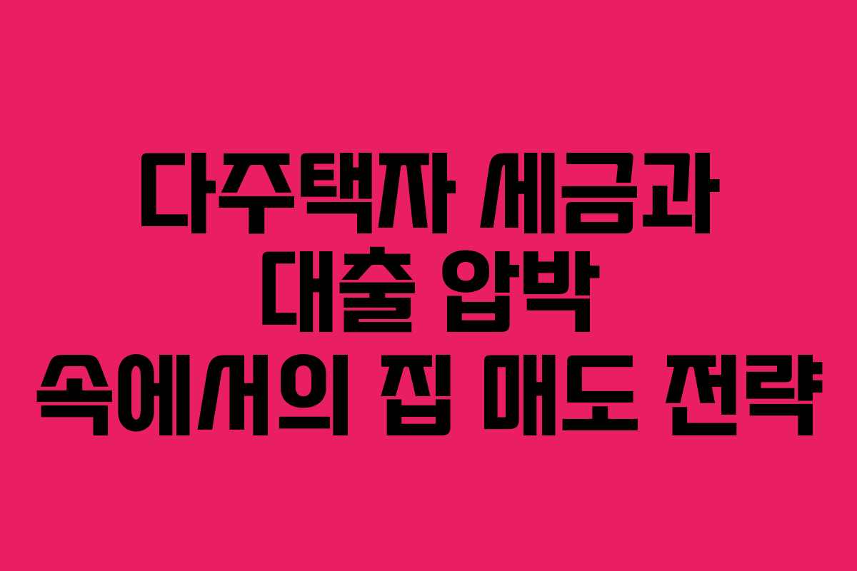 다주택자 세금과 대출 압박 속에서의 집 매도 전략