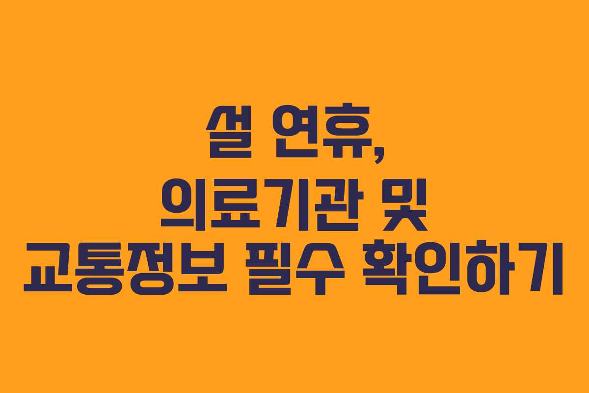 설 연휴, 의료기관 및 교통정보 필수 확인하기