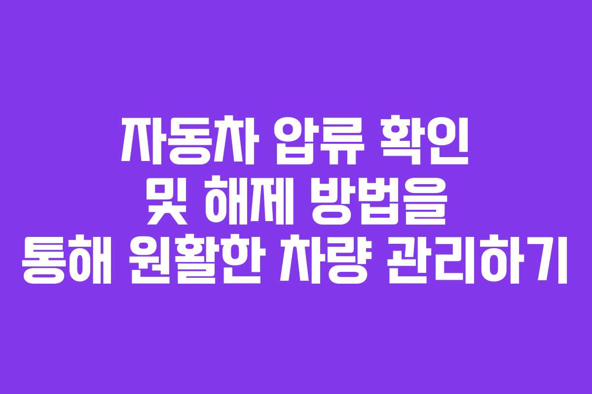 자동차 압류 확인 및 해제 방법을 통해 원활한 차량 관리하기