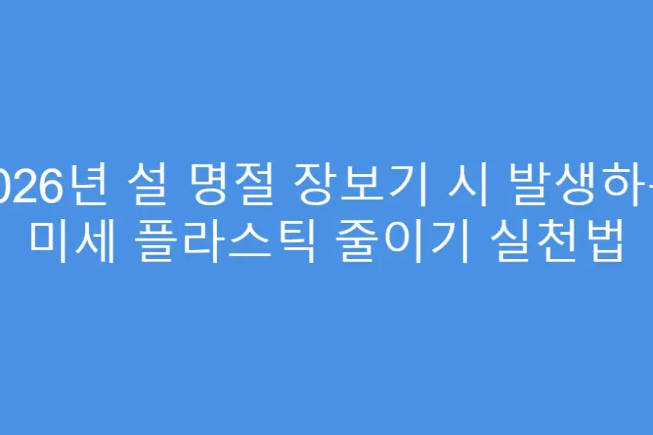 2026년 설 명절 장보기 시 발생하는 미세 플라스틱 줄이기 실천법