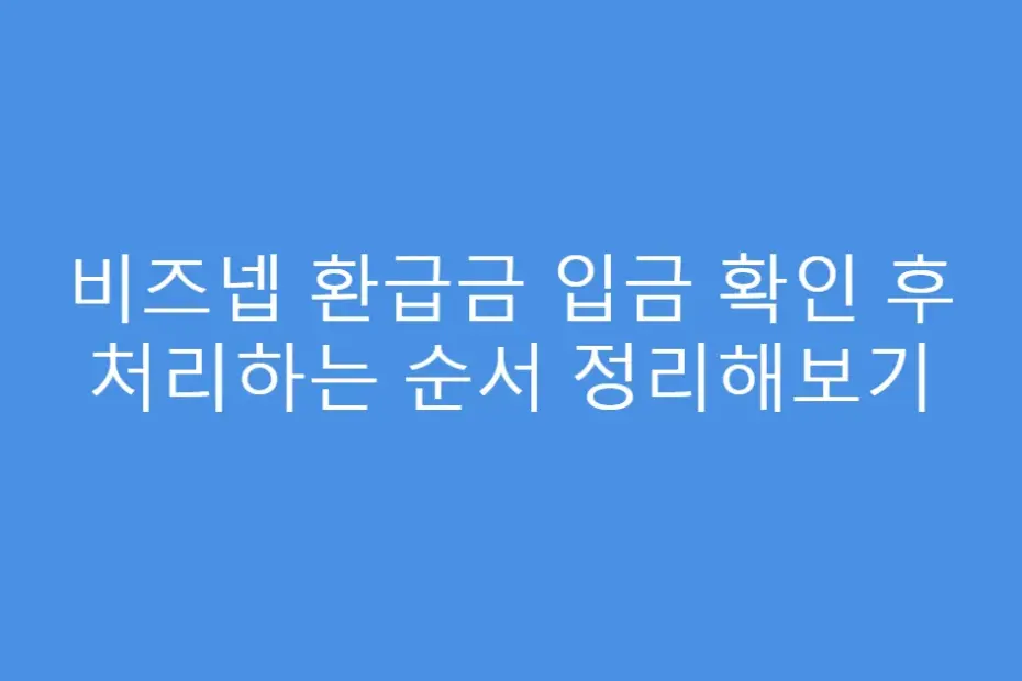 비즈넵 환급금 입금 확인 후 처리하는 순서 정리해보기