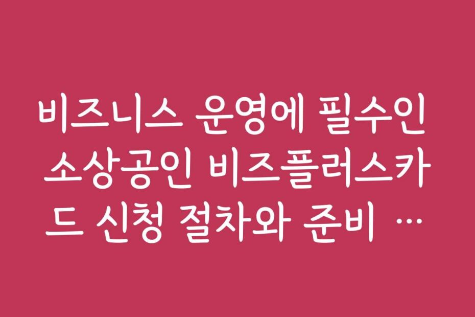 비즈니스 운영에 필수인 소상공인 비즈플러스카드 신청 절차와 준비 체크