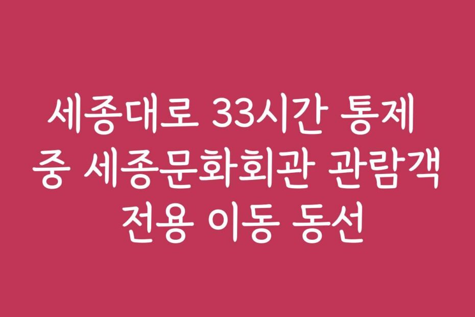 세종대로 33시간 통제 중 세종문화회관 관람객 전용 이동 동선