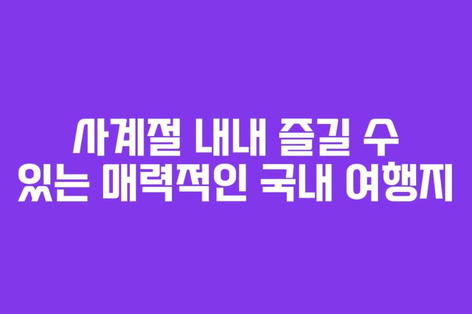 사계절 내내 즐길 수 있는 매력적인 국내 여행지