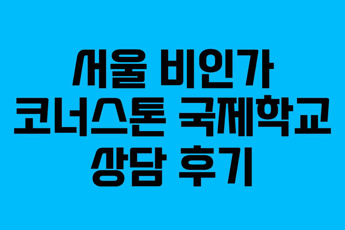 서울 비인가 코너스톤 국제학교 상담 후기