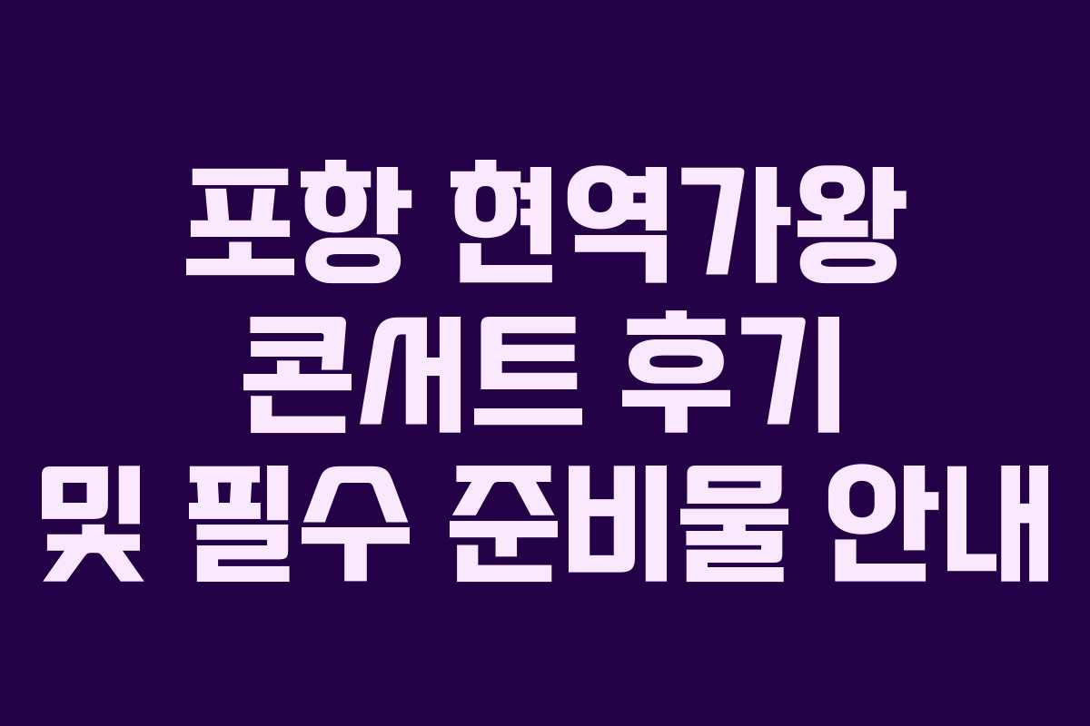 포항 현역가왕 콘서트 후기 및 필수 준비물 안내