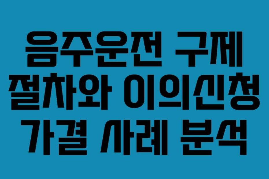 음주운전 구제 절차와 이의신청 가결 사례 분석