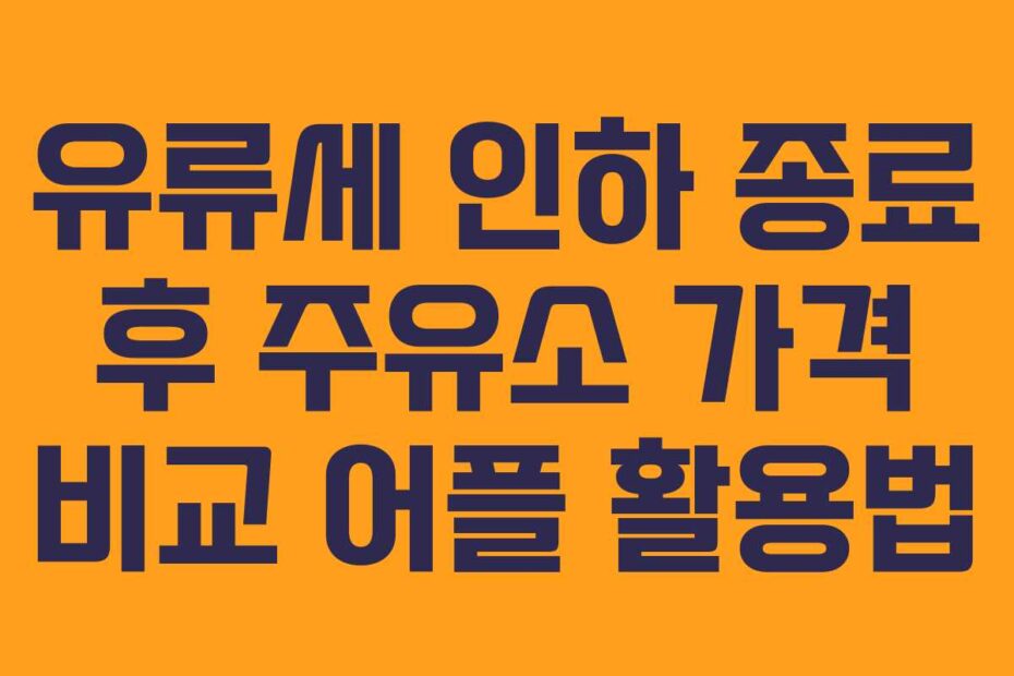 유류세 인하 종료 후 주유소 가격 비교 어플 활용법