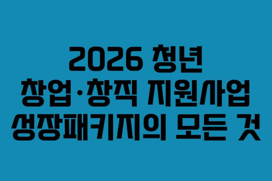 2026 청년 창업·창직 지원사업 성장패키지의 모든 것