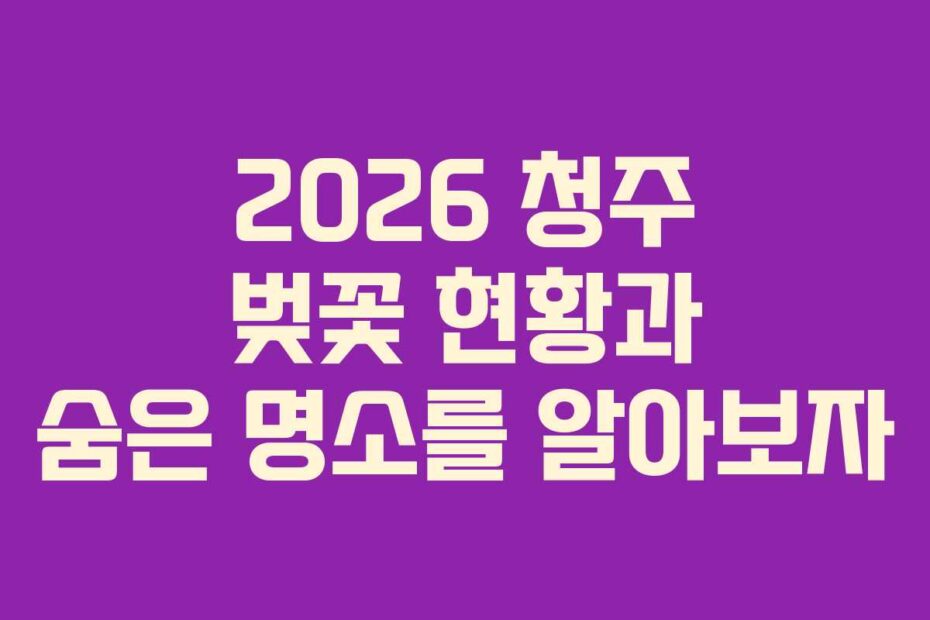 2026 청주 벚꽃 현황과 숨은 명소를 알아보자