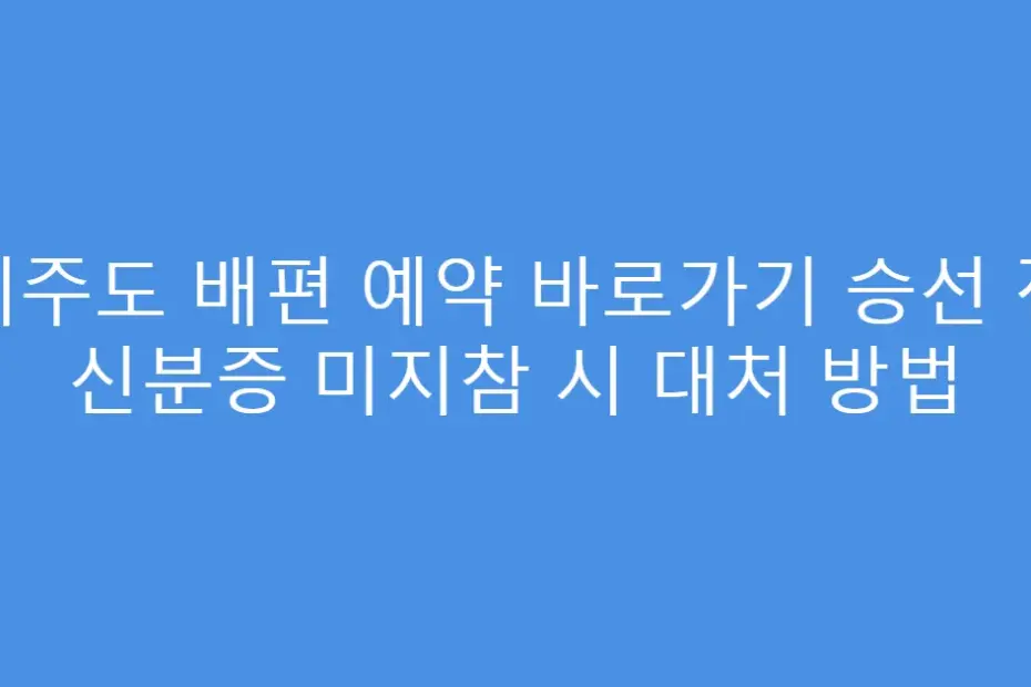 제주도 배편 예약 바로가기 승선 전 신분증 미지참 시 대처 방법