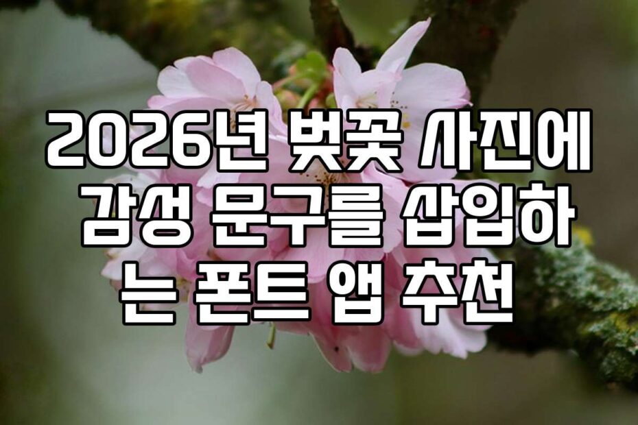 2026년 벚꽃 사진에 감성 문구를 삽입하는 폰트 앱 추천