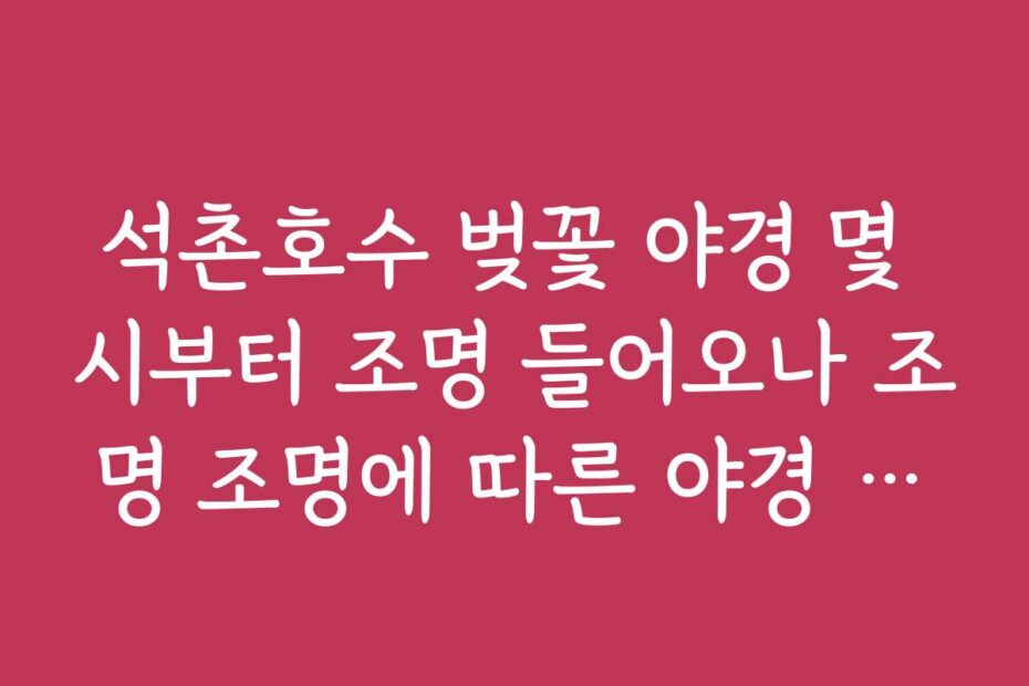 석촌호수 벚꽃 야경 몇 시부터 조명 들어오나 조명 조명에 따른 야경 분위기 차이 분석