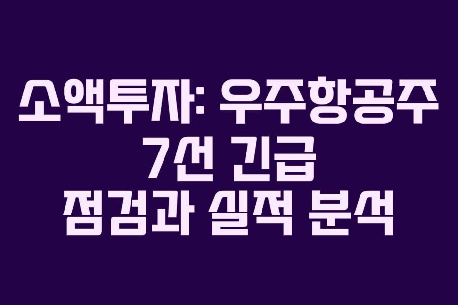 소액투자: 우주항공주 7선 긴급 점검과 실적 분석