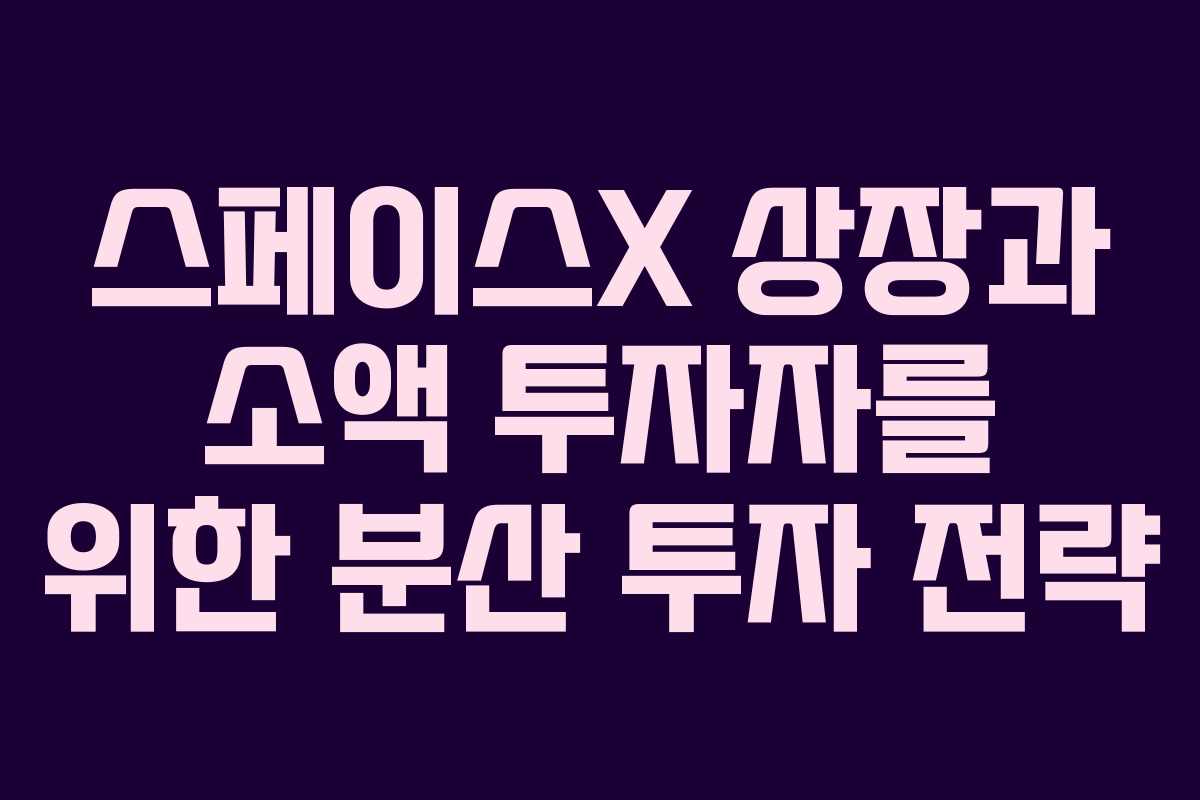 스페이스X 상장과 소액 투자자를 위한 분산 투자 전략