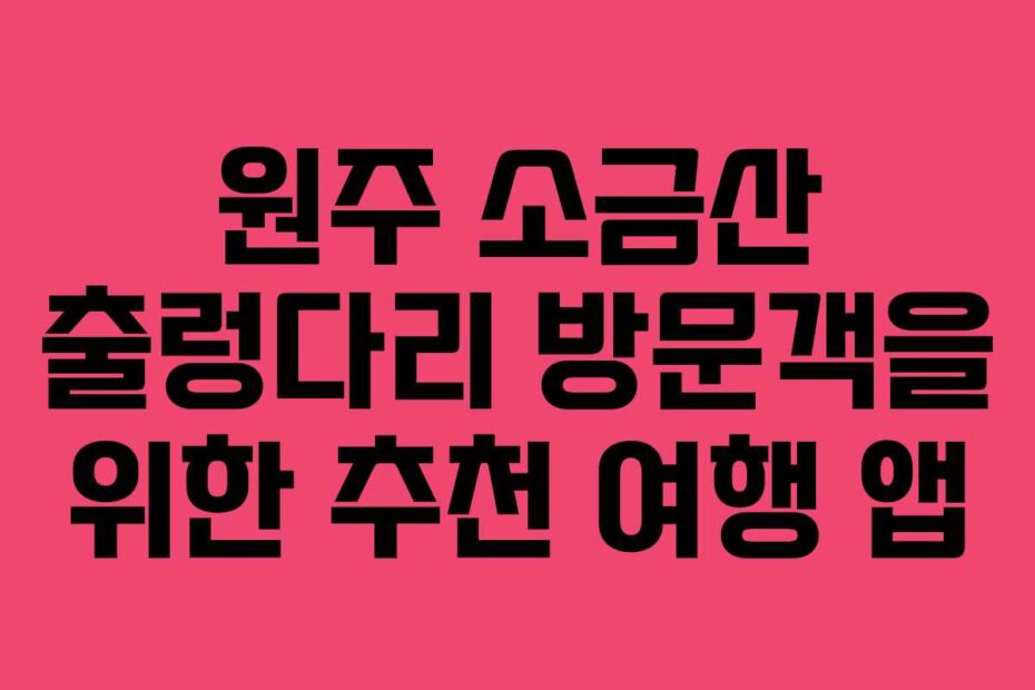 원주-소금산-출렁다리-방문객을-위한-추천-여행-앱