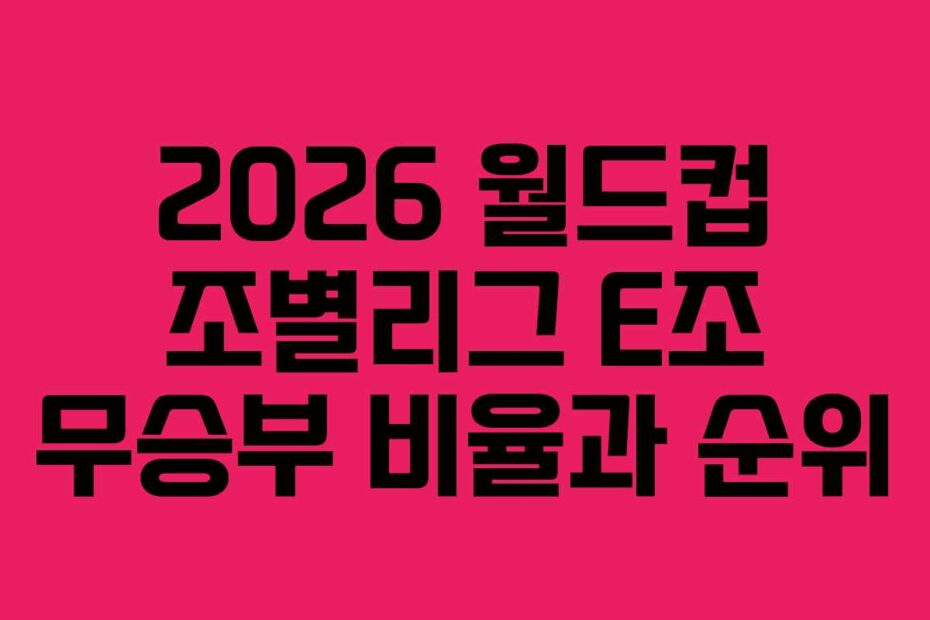 2026-월드컵-조별리그-E조-무승부-비율과-순위
