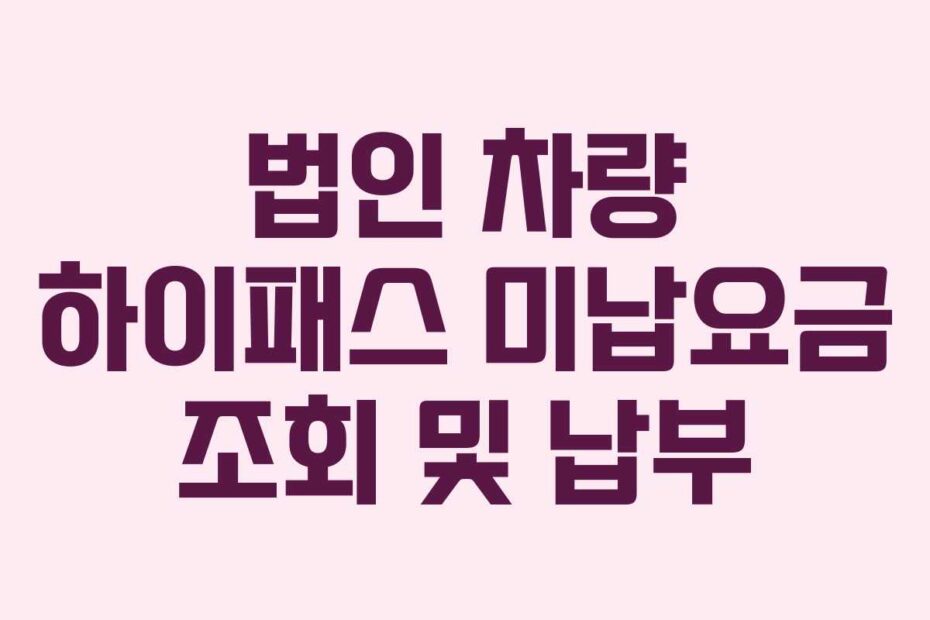 법인-차량-하이패스-미납요금-조회-및-납부