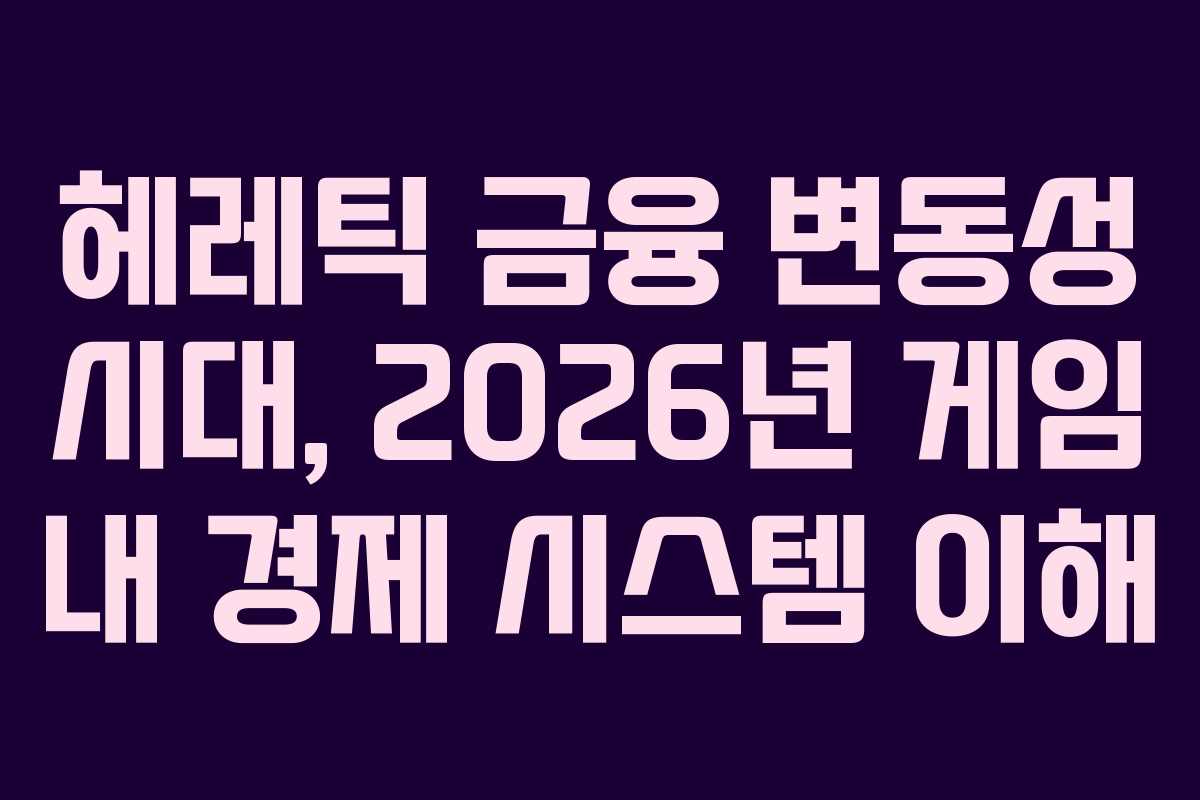 헤레틱 금융 변동성 시대, 2026년 게임 내 경제 시스템 이해